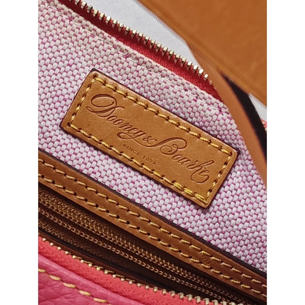 Dooney & Bourke Pebble Grain Pink Small Zipper Pocket Sac Leather Hobo Purse